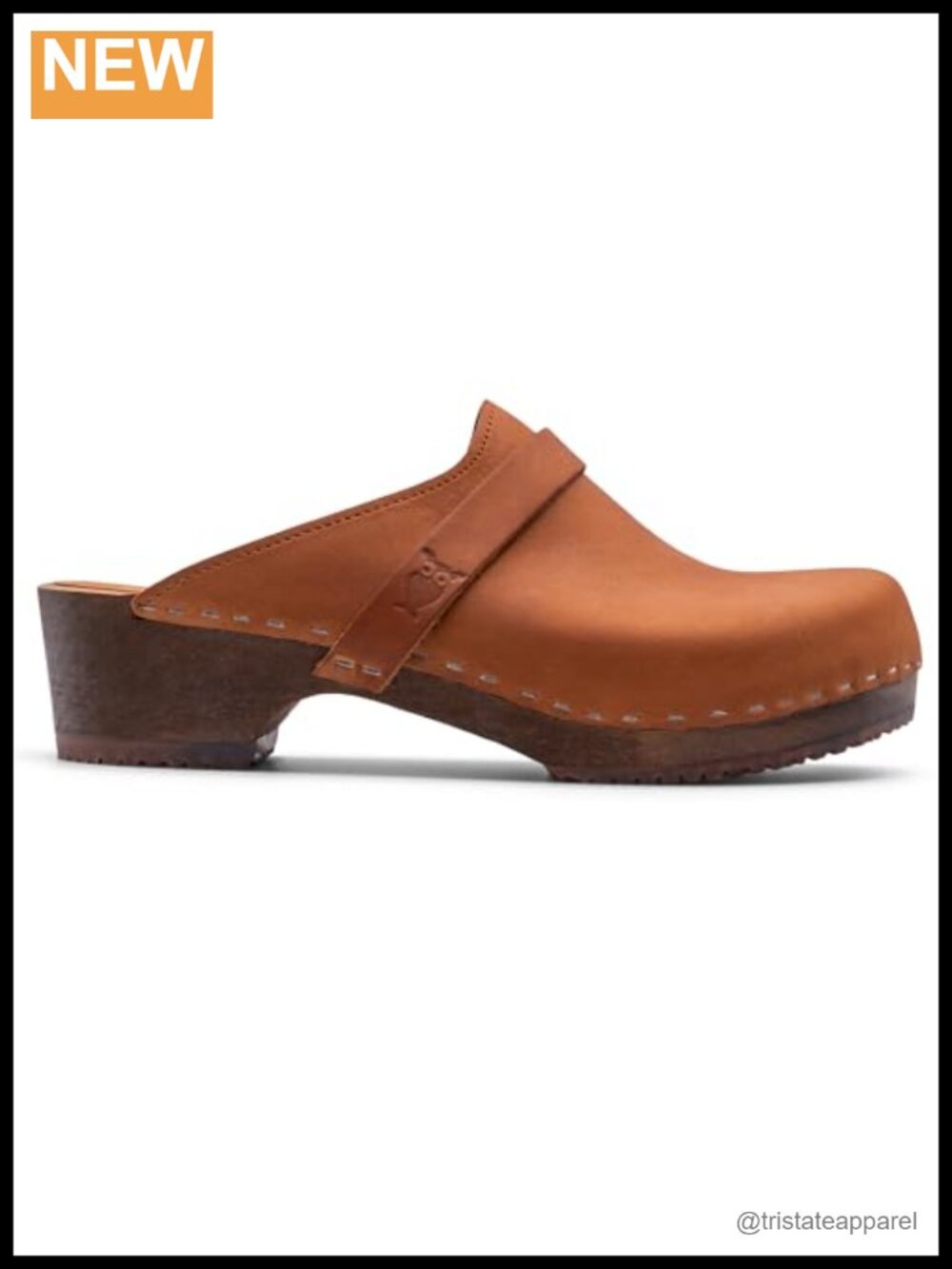 Handmade Swedish Wood Clogs Low Heel Mule Nubuck Leather